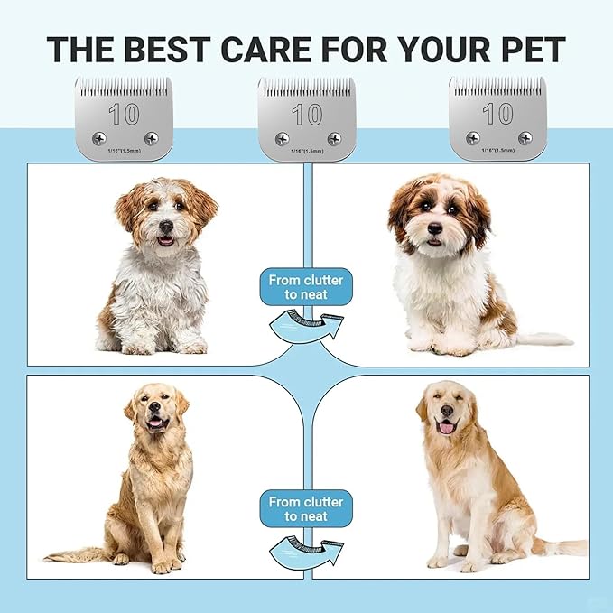 5PCS Dog Grooming Blades Compatible with Andis,Oster A5,Wahl km10 Dog Clippers,Detachable Dog Clipper Replacement Blade for Dog Cat Horse Animal,Size:5PCS -#10+30+4FC+5FC+7FC