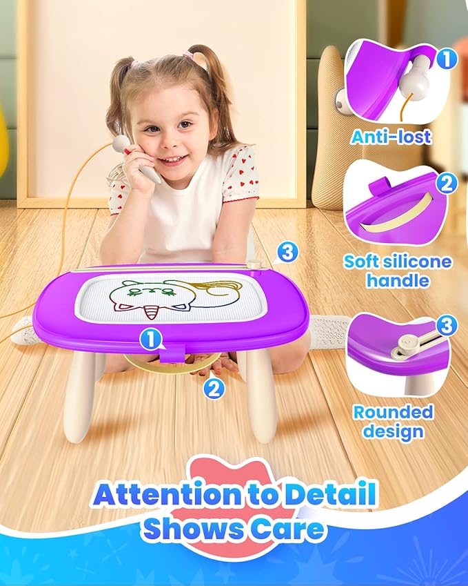 Doodle Board for Toddler Toys Age 1-2, Magnetic Writing Board, Preschool Learning and Educational Toys for 1 2 3 Years Old Girl Boy Gift for Birthday -Purple