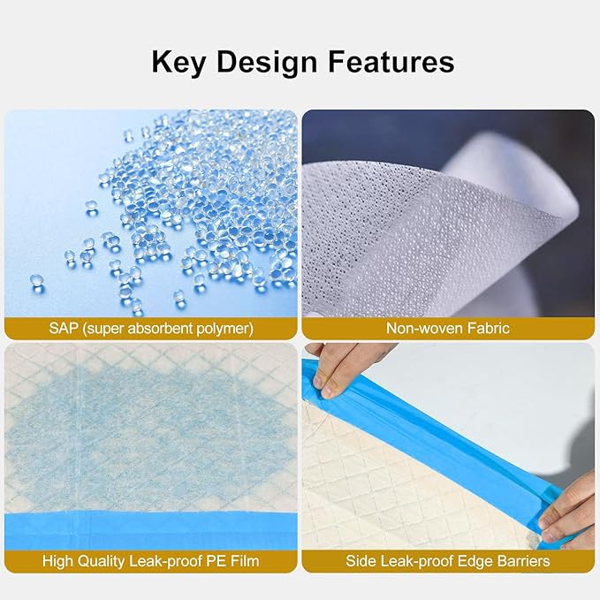 Gardner Pet Ultra Absorbent Thicker Dog Pee Pads Rugular 22"x22" Leak-Proof Odor-Control Small Blue Puppy Training Pads Full Edge-Wrapping Pad for Dogs Dogs, Puppies, Doggie, Cats, Rabbits - 50 Ct