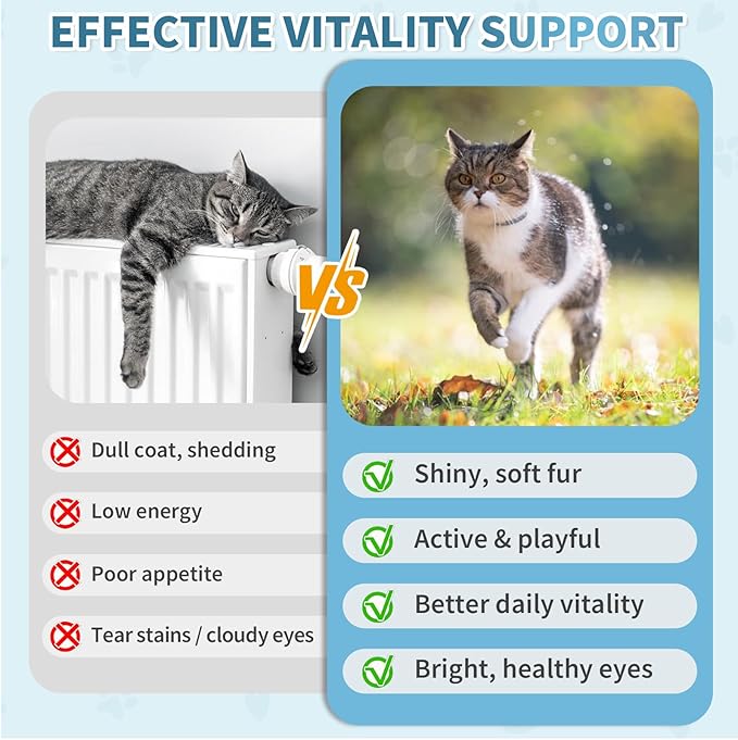 Cat Multivitamin, Crunchy & Creamy Cheese Chew– Supports Energy and Skin & Coat – with Taurine, B-Complex, Zinc Methionine & Selenium Yeast – Daily Health Supplement for Cats of All Ages (500 Chew)