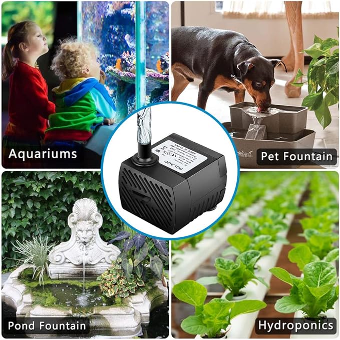 PULACO 95GPH 5W Mini Submersible Water Pump for Aquarium Fish Tank, Pond, Fountain, Hydroponics