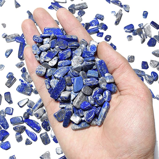 WAYBER 2 Lbs/920g Deep Blue Lapis Lazuli Pebbles Irregular Decorative Stones Natural Crystal Rock Gravel for Aquarium/Fish Turtle Tank/Succulent Plants/Air Plants Decoration (Fill 1.8 Cups)