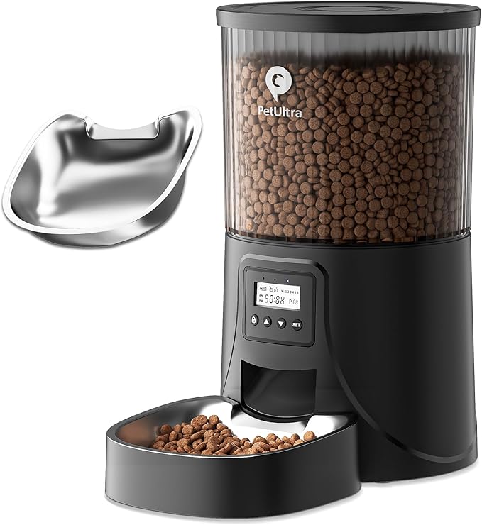 Automatic Cat Feeder: 4L Timed Cats Food Dispenser Programmable 1-6 Meal for Cat and Small Medium Dog- Auto Pet Feeder Easy to Set Up Dual Power Supply with Desiccant Bag| Detachable Washable