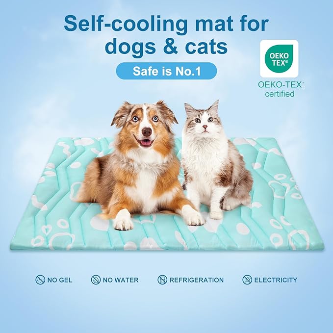 BEAUTYZOO Upgrade Dog Cooling Mat Extra Large, Reversible Self-Cooling Mat for Dogs, Thicken Pet Ice Cool Pad Blanket for Summer Kennel Sofa Bed Floor Car Seat, Machine Washable&Foldable, 48"x28"