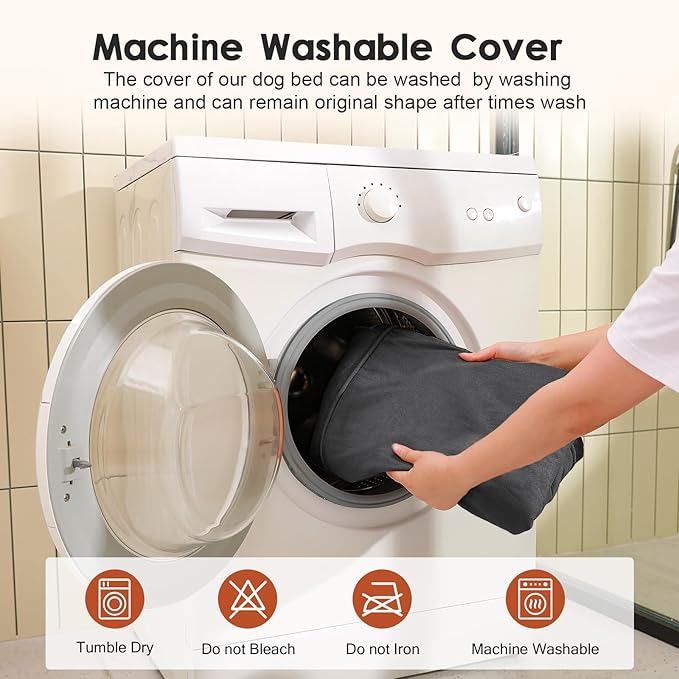 Chew Proof Dog Bed, 3" Memory Foam Dog Bed for Medium and Large Dogs, Removable and Washable Microsuede Cover, Waterproof Liner, Nonskid Bottom, 44x32, XXL Dark Grey