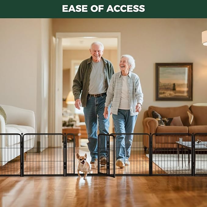 FXW Homeplus Unleashed Indoor Dog Playpen - Stress-Free and Safe Play, Heavy Duty 24 Inch 8 Wire Panels Dog Pen for Puppy and Small Dogs, Black│Patented