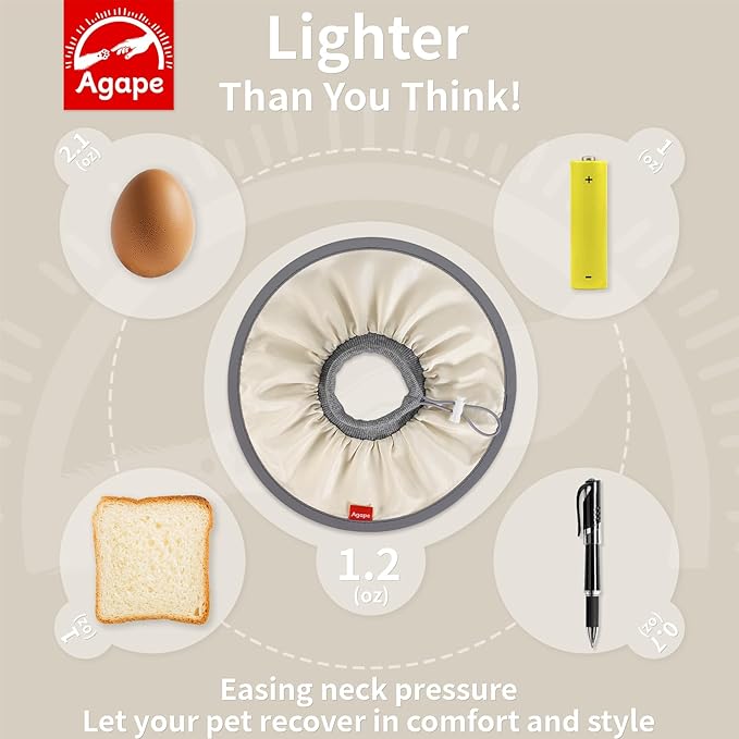 Agape Comfortable Cat Cone - Lightweight Soft Recovery Collar for Cats After Surgery - Protective E-Collar for Small, Medium, and Large Cats - Stops Licking & Scratching for Wound Care