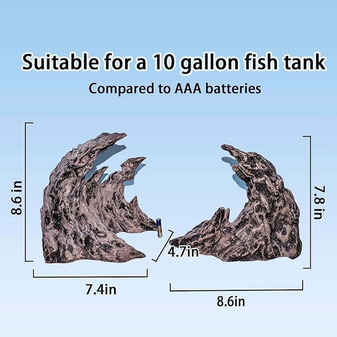 Novelsite Premium Large Sandstone Canyon Rock Formation - Lifelike Aquarium Decor for Fish Tank, 17" x 8.6" x 5" - Enhance Aquatic Landscape with Realistic Natural Look