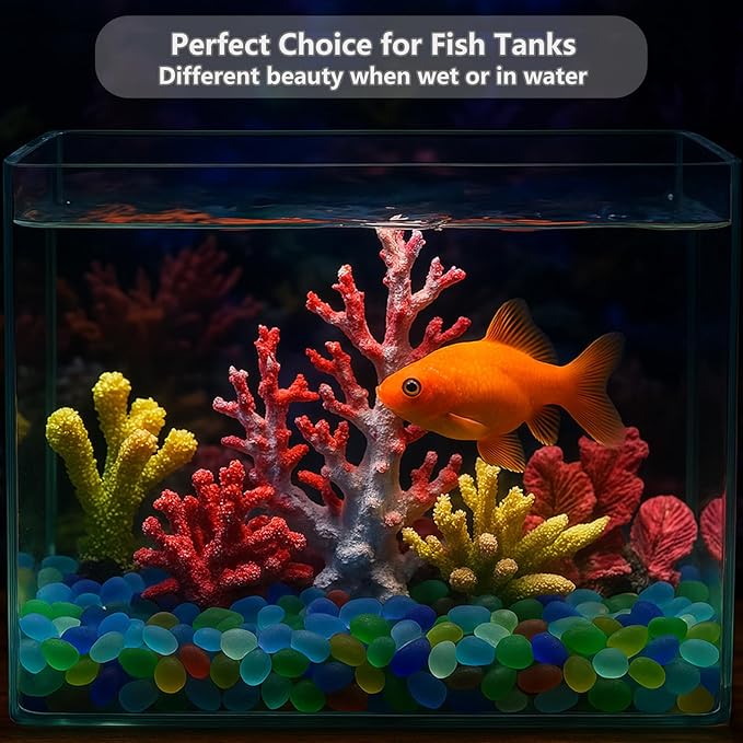 Sea Glass Stones - 2.9LB/46.4oz Brown Frosted Glass Pebbles Gemstones - Perfect for Aquarium Rocks, Fish Tank Gravel, Vase Fillers, Seaglass DIY Crafts, and Home Decor