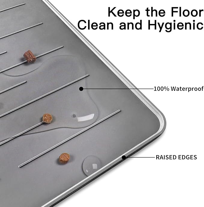 32" x 24" Large Pet Food Mat, Silicone Dog Mats for Food and Water, Nonslip Pet Feeding Mats for Floors,Dog Cat Bowl Mat with Raised Edges, Dark Green