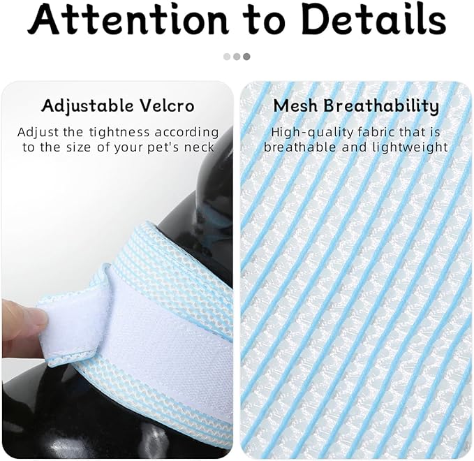 Cat Neck Brace Cover - Breathable & Adjustable Elizabethan Collar for Post-Surgery Recovery Anti-Scratch Anti-Lick Protection, Cervical Cone for Small Medium Large Dogs Puppies Kittens (XX-Large,Blue)