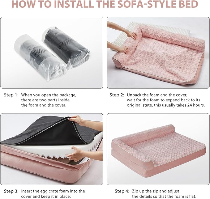 BFPETHOME Orthopedic Dog Beds for Large Dogs-Waterproof Sofa Dog Bed with Removable Washable Cover, Large Dog Bed with Waterproof Lining and Nonskid Bottom,Pet Bed for Large Dogs