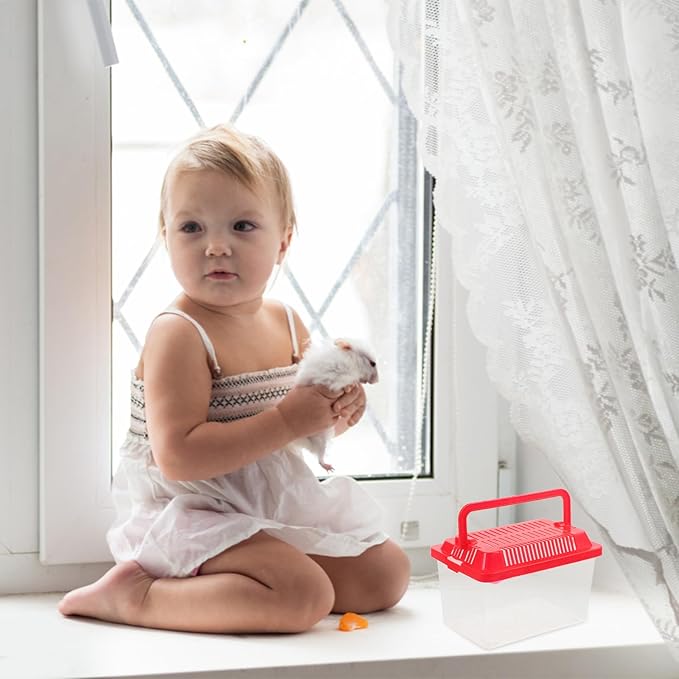 Plastic Turtle Fish Tank with Handle, Clear Aquarium Container for Small Pets, Tortoise Habitat, Goldfish Bowl, Reptile Transport Box, 5.11 X 3.54 X 3.54 Inch