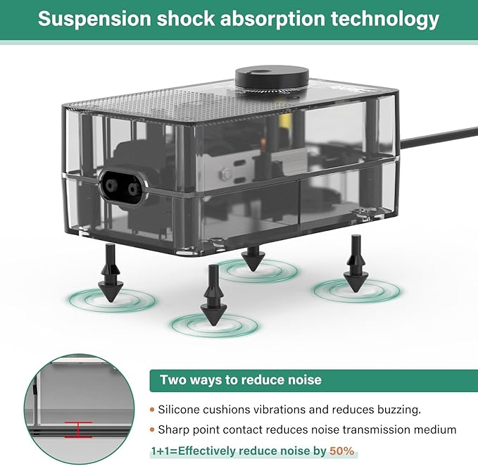hygger See-Through Air Pump for Aquarium: Adjustable Oxygen Pump，Silent Powerful Aerator Pump 3.5W 2 Air Outlets Ultra Silent for Large Medium Fish Tank,Hydroponic Systerm, Household Commercial Use