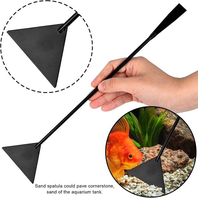 Aquarium Aquascaping Tool Stainless Steel Aquascape Tools Kit 4 in 1 Anti-Rust Fish Tank Starter Kit with Tweezers Scissors Spatula for Aquarium Plants (Black)