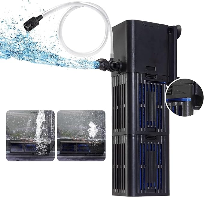 Aquarium Filter Water Flow Adjustable for 75-200 Gallon Fish Turtle Tank 400GPH Biochemical Filtration 4in1 Submersible Internal Powerful Pumps & Filters Keep Freshwater Saltwater Crystal Clear Large