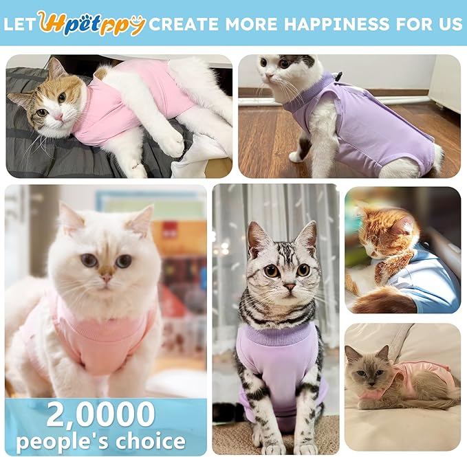 Cat Recovery Suit, Kitten Surgical Bodysuit for Abdominal Wound Anti Licking After Surgery, Pet Surgical Recovery Snugly Suit Cat Spay Recovery Suit Female for Small Male Female Cats Blue L