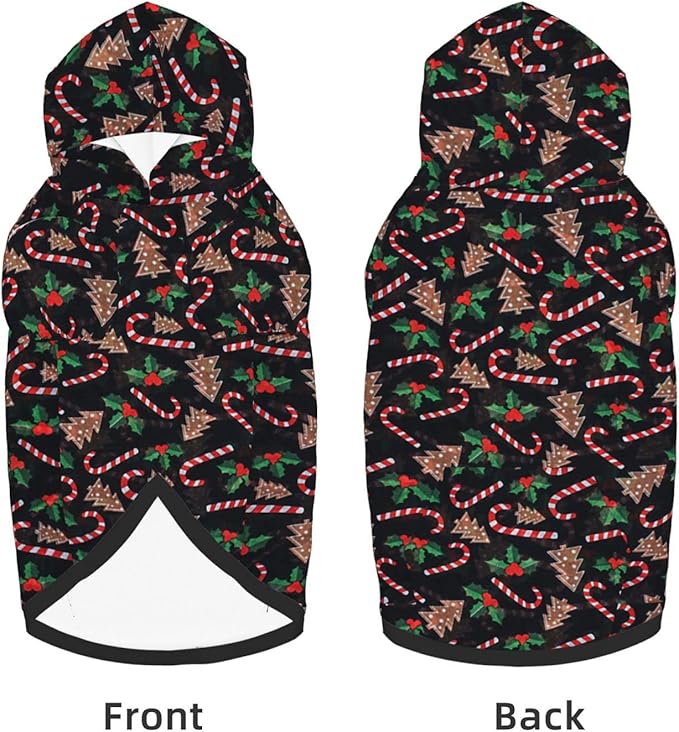 Christmas Tree Black Hoodie,Christmas Cosplay Dog Clothes with Pocket and Hat Winter Clothes Sweaters X-Small