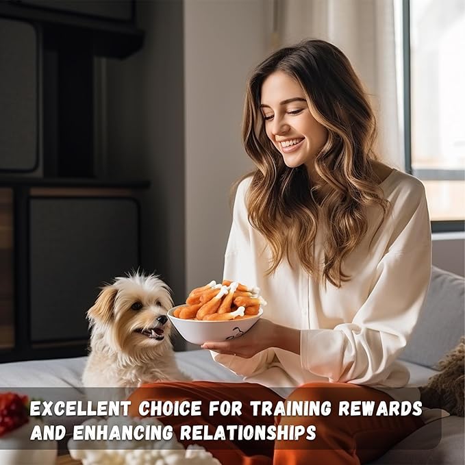 Dog Treats, Chicken Wrapped Calcium Bone Rawhide-Free Grain-Free Training Treats for Dogs Teeth Cleanning Breath Fresh Dog Chewy Snacks for Medium Large Dogs 10.6oz or 18-19 pcs