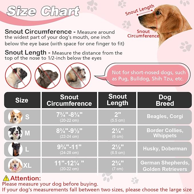 Dog Muzzle, Soft Air Mesh Muzzle for Small Medium Large Dogs Anti Biting Barking Chewing Scavenging, Breathable Adjustable Loop Pets Muzzle with Front Opening Design Allows Panting Drinking (Pink,XL)