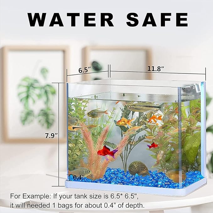 Keedolla Fish Tank Blue Gravel 3 LB Sea Glass Stones Marbles Pebbles Gravel Rock for Aquarium|Fish Tank|Vase|Succulent Plants Decor - Lake Blue