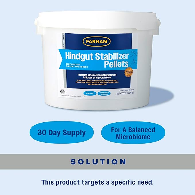 Farnam Hindgut Stabilizer Pellets, Daily Digestive & Immune Supplement for Horses Helps Maintain a Balanced Microbiome for Optimal Digestion