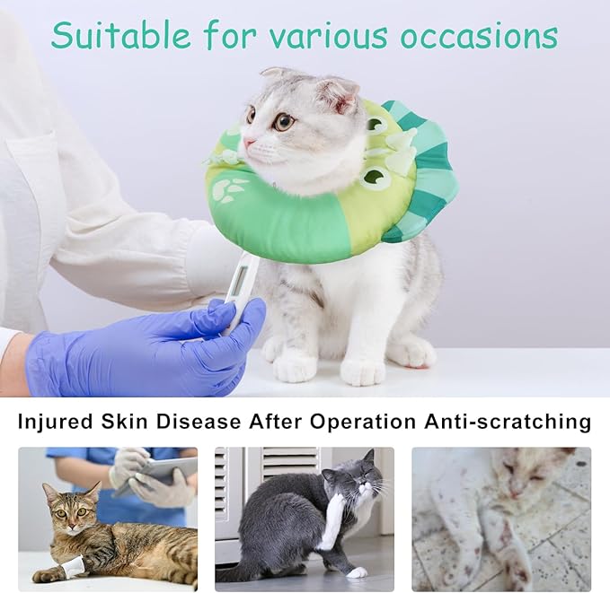 BEAUTYZOO Cat Cone Collar - Adjustable, Soft, Protective Donut Collar for Cats & Kittens, Alternative to Plastic Cones, Stops Licking After Surgery