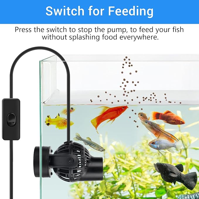hygger Wave Maker with Controller for Feeding, 1320 GPH Ultra-Silence Aquarium Powerhead with Strong Magnet Suction Base for Freshwater or Saltwater Fish Tank, 360° Rotating Aquarium Wavemaker