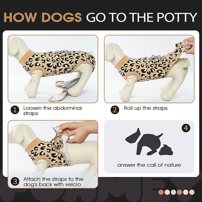 FUAMEY Recovery Suit for Dogs After Surgery,Soft Breathable Dog Bodysuit E-Collar & Cone Alternative Surgical Suit,Male Female Dog Neuter Spay Suits Anti Licking Wounds Onesie Brown Leopard XL