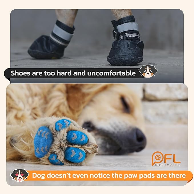 Anti-Slip Dog Paw Protector Pads for Senior Dogs, Dog Paw Blue Stickers with Strong Traction on Hardwood Floor, Dog Essentials,12sets(48pcs) XXL (61-80lbs)