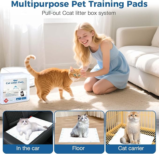 Cat Pads 25 ct Super Absorbent Pet Pee Pads Compatible with Tidy Cats Breeze Litter System 16.9x11.4 Inch Litter Pad for Litter Box