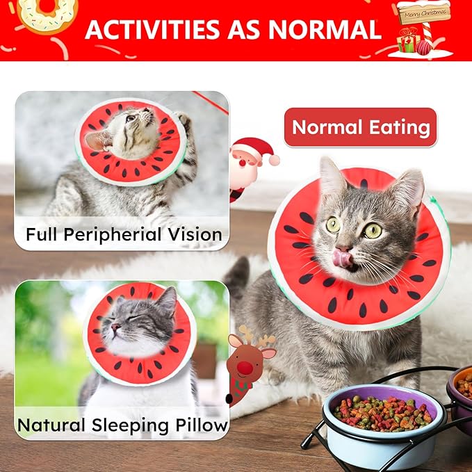 Cat Cone Collar Soft, Waterproof Cat Recovery Collar for Wound Healing Cute Donut Adjustable Kittens Cones to Stop Licking Comfortable Neck Elizabethan Collars for Cats Kittens After Surgery