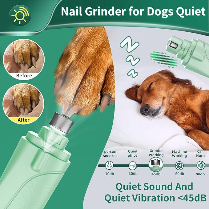 Dog Nail Clippers & Cat Nail Clipper with Catcher, 2 in 1 Dog Nail Trimmers & Grinder with Light for Large Small Dogs Cats,Silent Groom Pro Claw Trimmer, Rechargeable Dogs Nails Grinder Quiet