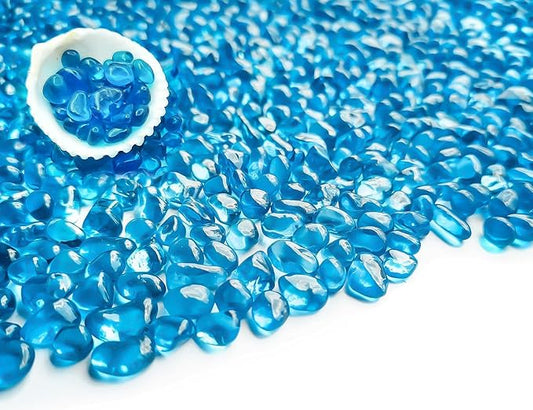 Keedolla Fish Tank Blue Gravel 3 LB Sea Glass Stones Marbles Pebbles Gravel Rock for Aquarium|Fish Tank|Vase|Succulent Plants Decor - Lake Blue