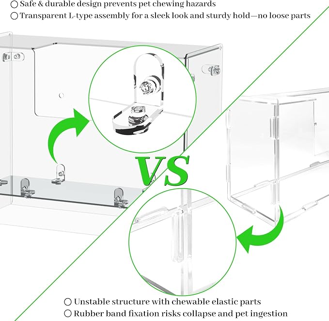 Acrylic Rabbit Hay Feeder with Lid, Transparent Hanging Food Dispenser Hay Feeder for Bunny Rabbits Guinea Pig Cage Chinchillas Hamsters Small Pets and Animals（Medium