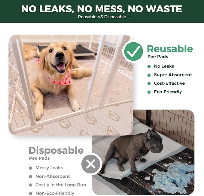 FXW Washable Pee Pads for Dogs, Puppy Pads with Super Absorbent, Specifically Designed for FXW Rollick/Homeplus 24inch 8 Panels Dog Playpen, 29" Octagon, Khaki, 2 Packs