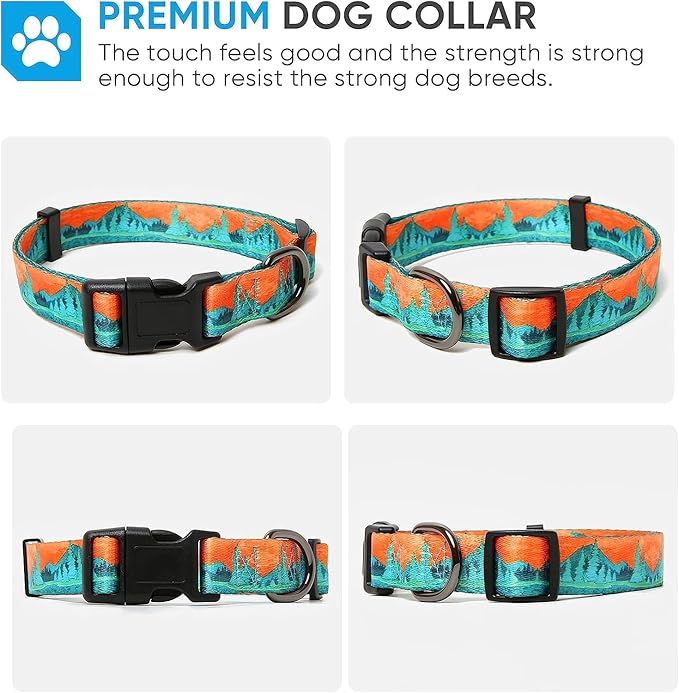 HEELE Dog Collar, Adjustable Soft Dog Collar for Small Medium Large Dogs,Floral Patterned Puppy Collars with Quick Release Buckle XS Length 8.5''-11''