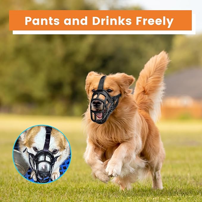 Dog Muzzle – Lightweight Breathable Basket Muzzle, Anti-Biting & Chewing, Adjustable Fit for Small, Medium & Large Dogs(Size 4)