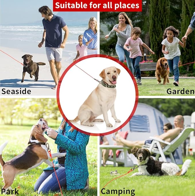 Dog tie Out Cable, 10/20/25/30/50/70/100 feet, Suitable for Dogs up to 350 pounds, Dog Cable with Swivel Buckle, Lightweight, Non-Winding, for Outdoor Camping, Yard Dog Cable (Red, 30FT)