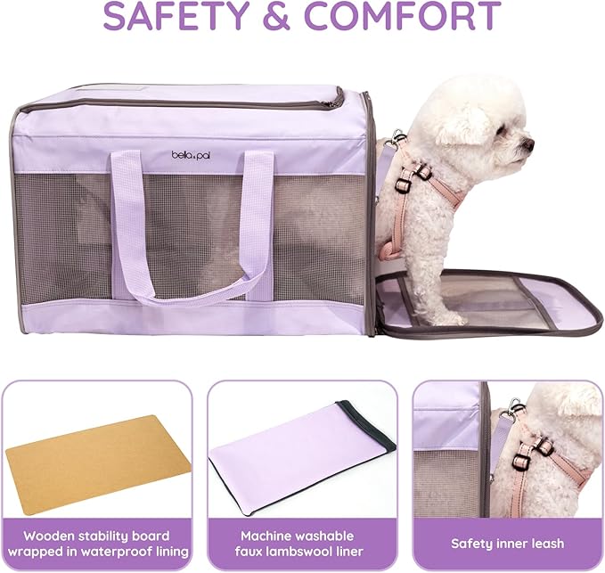 BELLA & PAL Cat Carrier Travel Bag, Airline Approved Lightweight Cat Carrier, Soft Sided Pet Carrier for Puppy Dogs Up to 18lbs, Collapsible Kitten Bag with Removable Waterproof Mat, Ventilated Mesh