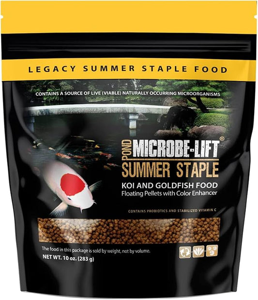 MICROBE-LIFT MLLSSSM Summer Staple Floating Fish Food Pellets for Ponds, Water Gardens, and Fountains, for Live Goldfish and Koi, 10 Ounces