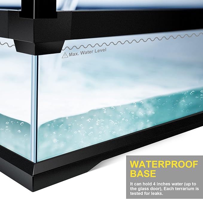 43 Gallon Professional Glass Terrarium 24"x18"x24" Durable Reptile Habitat Tank with Heat Resistant Aluminum Alloy Frame, Dual Front Swinging Doors for no Jam by Sand and Other Debris