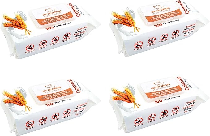 Best Pet Supplies Pet Wipes for Dogs - Dog Wipes Cleaning Deodorizing, for Coats, Ears, Paws - Soothing Oatmeal, 400 Count