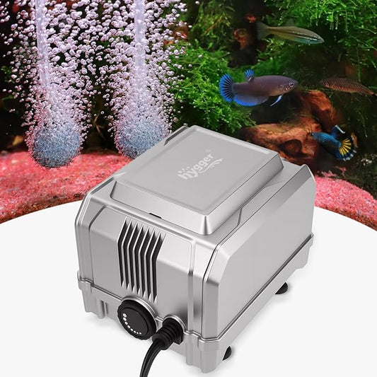 hygger 5W/8W Aquarium Air Pump: Powerful Adjustable Fish Tank Air Pump, Dual Outlets Oxygen Aerator, Oxygen Pump for Up to 200 Gallons Aquariums, for Freshwater, Saltwater, Hydroponics