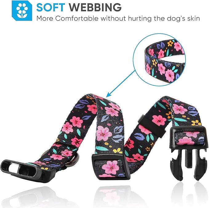 HEELE Dog Collar, Adjustable Soft Dog Collar for Small Medium Large Dogs,Floral Patterned Puppy Collars with Quick Release Buckle XS Length 8.5''-11''