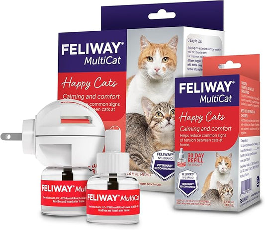 FELIWAY MultiCat Calming Pheromone Diffuser: 1 Diffuser & 2 Refills (60 Days)