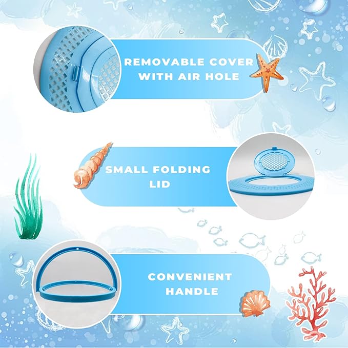 Foldable Small Aquarium, Portable Fish Tank, Fish Transport Container, Plasitc Fish Bowl, Beginner Tank, Great Concept for Catching and Release Critters, Beach, Pool and Lake