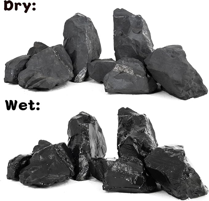 Unocho Aquarium Slate Rocks 10LB Fish Tank Stones Black Rocks for Aquarium,Aquascaping,Fish Tank Decoration, Reptile Basking Platforms, Bonsai & Garden-7Pcs 3-7inches
