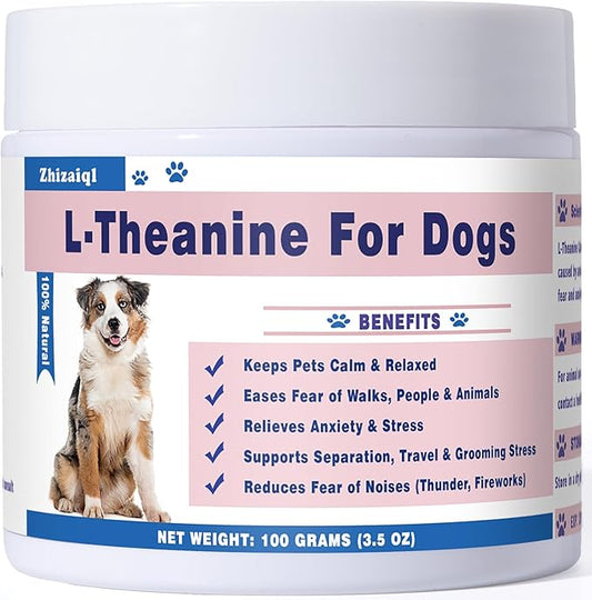 L-Theanine Supplement for Cats & Small Dogs – Helps Keep Pets Calm & Relaxed – for Small, Medium & Large Dogs & All Cats – 100g Powde
