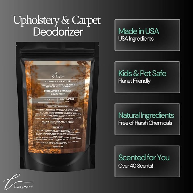 Cardigan Weather Carpet Freshener Powder: Powerful Odor Eliminator for Home, Upholstery Deodorizer, Carpet Deodorizer, Pet Urine, Cat Litter Box - Sweater Weather Fragrance